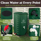 Collapsible Rain Barrel Kit - 100 Gallon / 380 L Portable Collapsible Water Container Tank - PVC Rain Collection System with Filter, Spigot, Outlet Valve, Overflow Tap and Hose by Pure Garden (Green) - Image 7