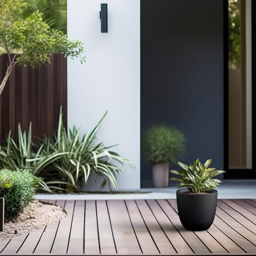 Kante Small Round Bowl Black Concrete Planter 10" Dia, Outdoor - Image 5