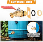 JaGely 3 Pack Brass Rain Barrel Spigot Kit 3/4" Inlet to 3/4"GHT Thread Outlet Water Tank Faucet 55 Gallon Drum Outdoor Rain Bucket Spigot with Bulkhead Fitting, Tape, Traction Rope (Orange) - Image 3
