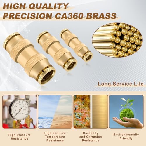 26PCS 1/4" 3/8" 5/8" Brass Dot Air Line Fittings Kit, Straight Union - Image 3