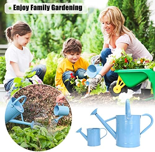 Metal Watering Can (1 Gallon) for Outdoor&Indoor Plants with Free Small Watering can for Kids, Plant Watering Can with Removable spout, Perfect for Garden Flower, Houseplants, (Light Blue) - Image 5