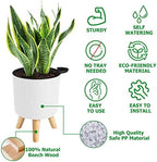 6.5" & 5.5" Self Watering Planters (2 Pack) for Indoor Plants with Water Indicator, White Modern Flower Pot with Wood Stand for Office Home Decor Garden (Small+Middle) - Image 3