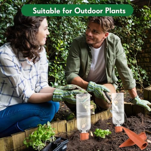 Ziliny 6 Sets Plant Watering Devices 6 Pcs Self Watering Spikes 6 Pcs 25 oz Plastic Bottles Slow Release Automatic Waterer Empty Liquor Bottles Terracotta Spikes for Vacation Plant (Ceramic Color) - Image 6