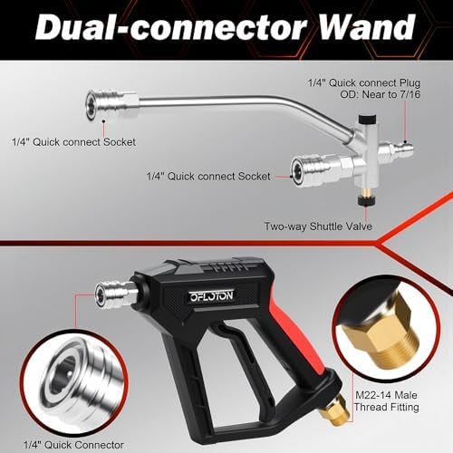 Pressure Washer Foam Gun & Dual Connector Accessory, Short Power Washer Gun & Foam Cannon & Double Tip Attachment Car Wash Kit, 1/4" Quick Connector, M22 Male Inlet, 4000 PSI Foam Sprayer - Image 4