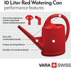 Consolidated Plastics Durable Swiss Watering Can with UV Protection, Ergonomic Handle for Indoor/Outdoor Gardening, Made in Switzerland (10 Liter, Red) - Image 3