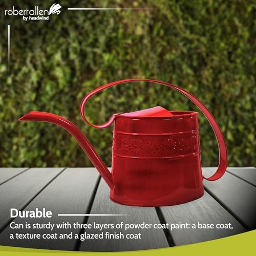 Headwind Willow Decorative Watering Can, 0.5 Gallon Small Metal Watering Can for Indoor Plants & Garden, Vintage Galvanized Steel, Long Spout, Indoor & Outdoor – Cayenne Red - Image 3