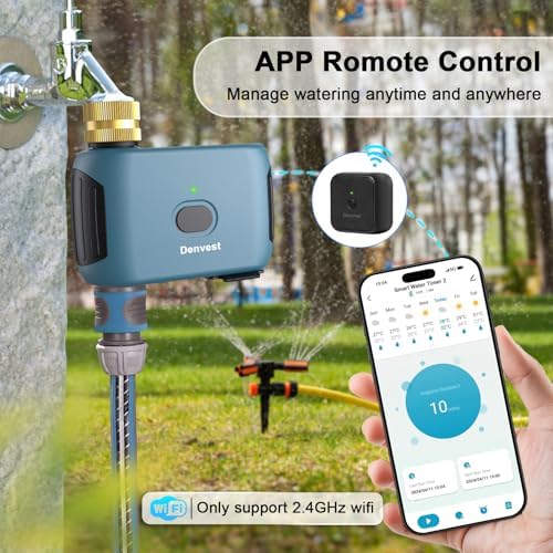 WiFi Water Timer with Brass Inlet, 1 Zone Smart Sprinkler Timer for Garden Hose Faucet, WiFi Hose Timers with Up to 20 Watering Plans, APP & Voice Control, Compatible with Alexa (2.4GHz Only) - Image 2