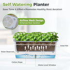 2 Pack Rectangular Planter 17 x 4.5 in Self Watering Planter Window Sill Planters Indoor Rectangle Planter Self Watering Pots Plastic Plant pots with Drainage Holes White Flower Pot Indoor - Image 4