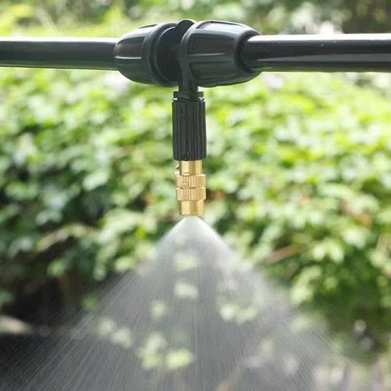 Adjustable Sprinkler with Micro Spray Mister Emitters, Copper Misting Nozzle Set for 4/7mm Hose Low Pressure Atomizing Sprayer 20pcs Brass Nozzle +8/11 Lock tee - Image 4