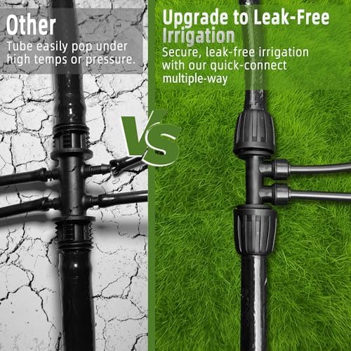 100FT 1/2 Inch Drip Irrigation Tubing with 10 Pack 1/2" to 1/4" Drip Irrigation Fittings, Drip Line Hose & Push-to-Fit 3-Way | 4-Way | 6-Way Splitter Connectors, for Drip Irrigation System - Image 5