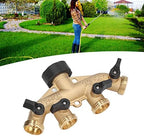 Garden Hose Faucet Manifold Splitter 4 Way for US Standard 3/4 Inch Thread, Heavy Duty Brass Water Pipe Distributor with Individual Ball Valve Control for Leak Prevention and Flow (US Plug) - Image 6