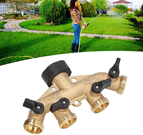 Garden Hose Faucet Manifold Splitter 4 Way for US Standard 3/4 Inch Thread, Heavy Duty Brass Water Pipe Distributor with Individual Ball Valve Control for Leak Prevention and Flow (US Plug) - Image 6