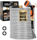 Cesun 100 ft Metal Garden Hose with 10 Function Nozzle, 100 foot x 5/8" by Cesun