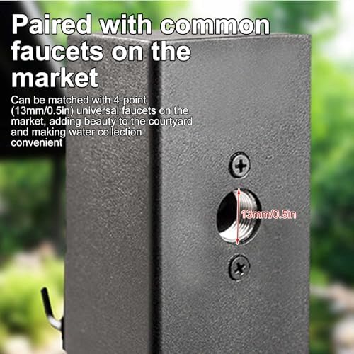 Faucet 304 Stainless Steel Outdoor Vertical Square Garden Water Column, with Faucet and Hose Stand,60cm/24in - Image 6