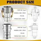 4 Set 3 Inch Camlock Fittings Type C&E - Image 2