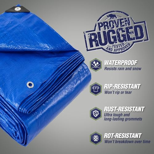 RUGGED RHINO Metal Garden Hose, 100FT, Black and Tarps, 8x10, Blue Bundle - Image 6