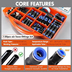 130PCS 1/4" OD Quick Connect Air Fittings Kit Push to Connect Pneumatic NPT - Image 4