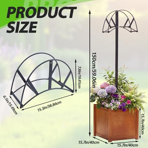AceOrbit 2-in-1 Garden Hose Holder with Planter Box, Freestanding Heavy Duty Metal Water Hose Stand with Wooden Flower Pot 15.75", Detachable Organizer Rack for Patio Lawn Yard Garden Decor - Image 2