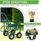 FDW Garden Hose Reel Cart, Water Hose Cart with 4 Wheels, Hold Up to 300 ft of 5/8’’ Hose，Heavy Duty Powder-Coated Steel Planting with Storage Basket, for Garden, Yard and Lawn - Image 3