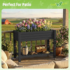 Vixzen Raised Garden Bed Outdoor,Reinforced Large Planter Box with Wheels & Storage Shelf,Mobile Planter Bed Box for Backyard, Patio, Balcony (Black, 21Gal（43.31"×17.72"×33.66"）) - Image 6