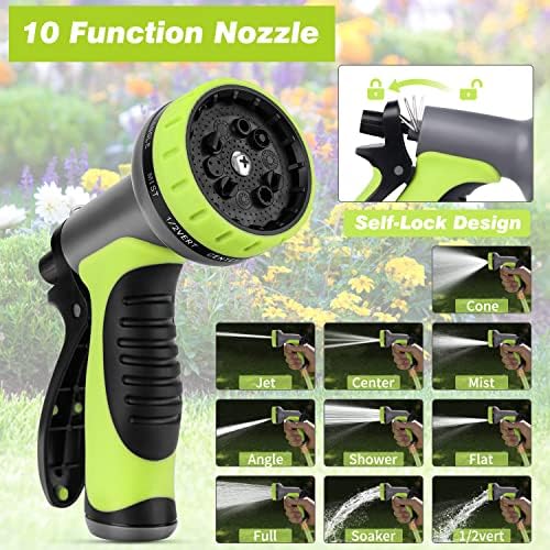 5/8" x 85 ft Retractable Garden Hose Reel, Wall Mount Retractable Water Hose with 10 Pattern Hose Nozzle, Any Length Lock/180° Swivel Automatic Hose Reels for Outside Garden Watering - Image 5