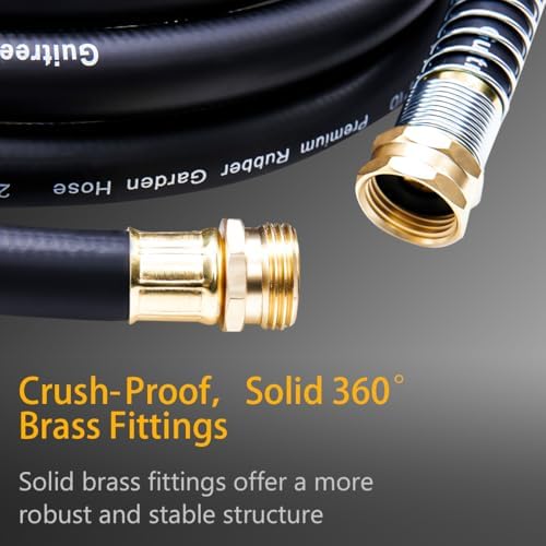 Guitrees 25FT 3/4 Heavy Duty Rubber Garden Hose - 300psi Working, 1000psi Burst - Hot/Cold Water - Five-Layered Braiding for Durability - Versatile for Gardening, Agriculture, Construction(Black) - Image 3