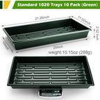 RooTrimmer 10 Pack 1020 Trays No Holes-Reusable Nursery Flats for 50/72 Cell Plug Tray, Heavy Duty Seed Starter Trays for Transplant, Seed Starting, Plant Propagation & Seed Germination (Dark Green) - Image 3
