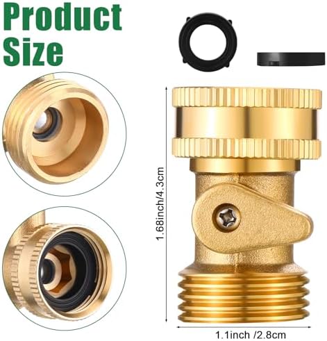 JaGely 10 Pack 3/4" Brass Garden Hose Shut Off Valve with Washers - Image 2