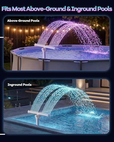 Pool Fountain for Above Ground Pools with 10-Color Lights, 360° Adjustable Water Sprinkler Dual High-Pressure Spray - Image 5