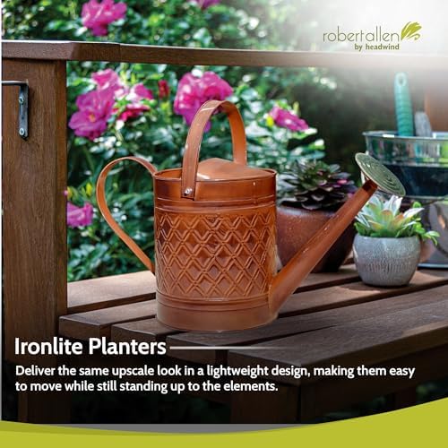 Headwind Wexley 2 Gallon Watering Can, Large Metal Watering Can Outdoor with Brass Rose Sprinkler Head, Vintage Galvanized Steel Garden Watering Can – Tango Orange - Image 4