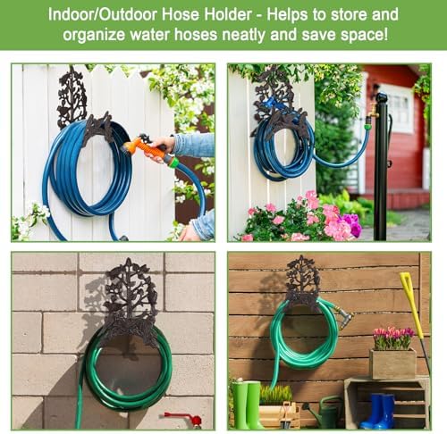 OwnMy Cast Iron Garden Hose Holder Wall Mount Water Hose Hanger for Outside - Image 2