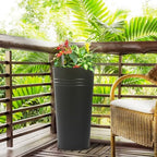KOL 22''H 2-Pack Planter with Water Level Indicator - Galvanized Steel Pot - Self Watering Planters Flower Pot for Plant - Inner Pot Design - Round Metal Planter Box - Indoor Outdoor Planting - Black - Image 6