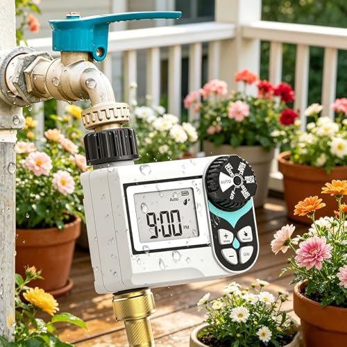 Duty Brass Irrigation Timer for Outdoor Spigot Flexible Schedule Perfect for Greenhouse and Flower Beds Programmable Water Clock Automatic Plant Watering Structure Drops Irrigation Clock Outdoor Hose - Image 2