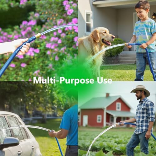 Guitrees 25FT 5/8 Heavy Duty Rubber Garden Hose - 200psi Working, 1000psi Burst - Hot/Cold Water - Five-Layered Braiding for Durability - Versatile for Gardening, Agriculture, Construction(Blue) - Image 7