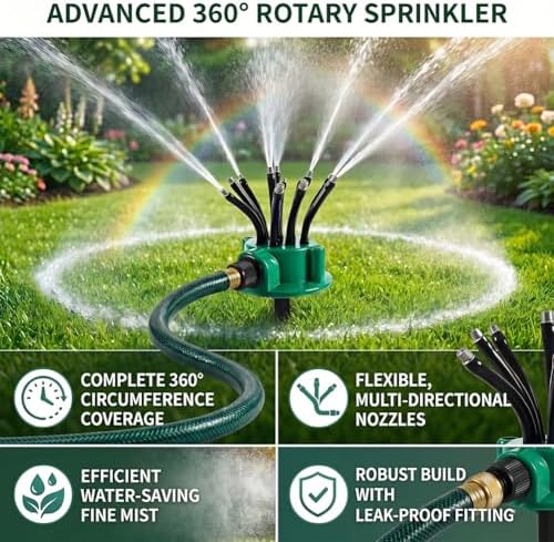360 Multi Directional Lawn Sprinkler,Versatile Garden Irrigation Sprinkler in Ground,Flexible Coverage Precision Degree Lawn Sprinklers Watering Sprayer System for Yard (2pcs) - Image 2