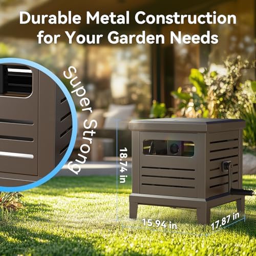 Relhost Hose Reel, Heavy Duty Metal Deck Box Hideaway Holds 125 ft x 5/8" Hose, Garden Hose Reel with Never-Leak System, Manual Crank Handle, Hose Guide, Ideal for Yards, Patios, and Garden Sheds - Image 2