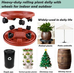 5 Packs Large Plant Caddy with Wheels 13" Rolling Wheeled Plant Stands Heavy-duty Plastic Flower Pot Roller Base Movers Indoor Outdoor Planter Dolly with Casters Trolley, Red - Image 6