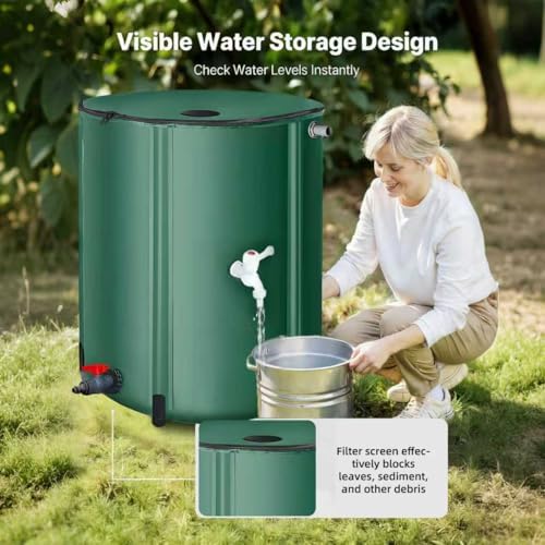 Foldable Rain Barrel, Portable Rainwater Collector for Garden Irrigation (500L) - Image 4