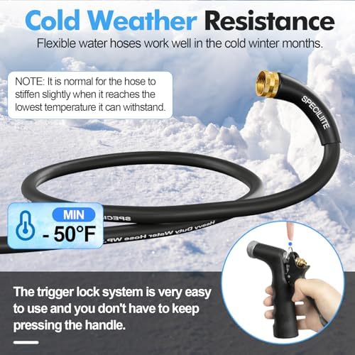 SPECILITE 3/4" Hot/Cold Garden Water Hose 150 ft, -50℉-158℉, Black - Image 3