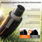 Garden Hose 100ft 5/8 Inch Heavy Duty All-Weather Flexible with Anti-Kink Swivel Connectors 550 PSI Leakproof Brass Fittings and 10-Mode Spray Nozzle - Image 3