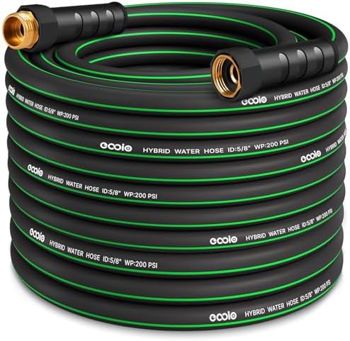 Heavy Duty Garden Hose 75ft, NON-EXPANDABLE Flexible Water Hose, Kink Resistant Lightweight Hybrid Hose, Leakproof Hose Male to Female Fittings by EOOIOGARDEN