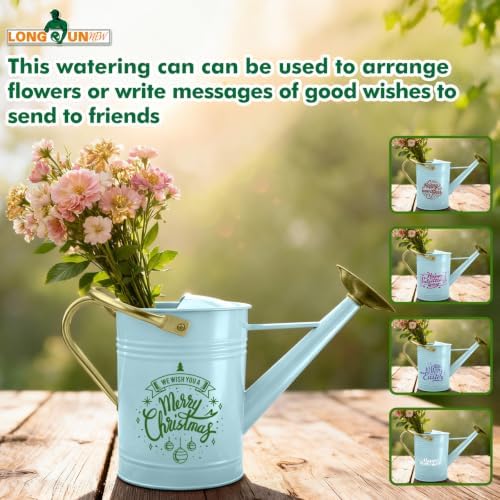 Gold Galvanized Iron Watering Can for Indoor Plants, DIY Watering Cans for House Plant Garden Flower, Long Spout Water Can for Outdoor Watering Plants 6.44L 1.7 Gallon (Blue) - Image 7