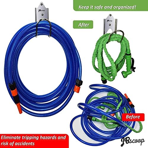 JBscoop Stainless Steel Garden Hose Hanger (Set of 2), for Garden Hose Holder, Rust Free Hose Holder Wall Mount, Heavy Duty Wall Mount Hose Hanger - Image 5