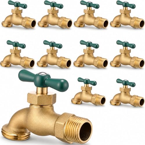 VIHOSE 10 Pack Outdoor Spigot Hose Bib 1/2" MIP X 3/4" MHT,Green by VIHOSE