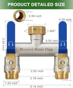 Hose Splitter 2 Way Heavy Duty, Brass Garden Hose Splitter - Image 2