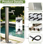 304 Stainless Steel Outdoor Vertical Garden Water Column, Freestanding Hose Stand with Faucet, Outside Standing Water Tap Yard Hydrant for Irrigation Washing(Slim Height: 86cm/33.9in) - Image 3