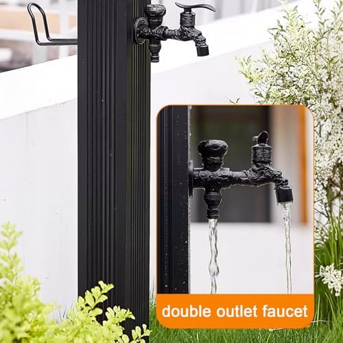 Garden Water Column with Hose Holder,Vertical Water Column Free Standing Faucet with Solar Powered LED Light, Frost Free Hydrant for Farm Irrigation and Watering(74cm/29.1in) - Image 7