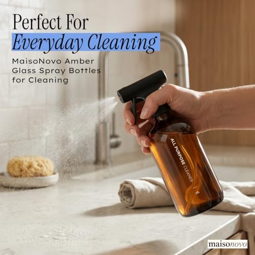 MaisoNovo Amber Glass Spray Bottle for Cleaning | 16.9 Oz, Pack of 2 - Image 2