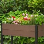 IDEALHOUSE 42.72"x19.49"x33.46" Raised Garden Bed, HDPE Elevated Planter Box with Sturdy Aluminum Frame, Wood Grain Outdoor Planter with Storage Shelf for Patio, Balcony, Lawn - Image 6
