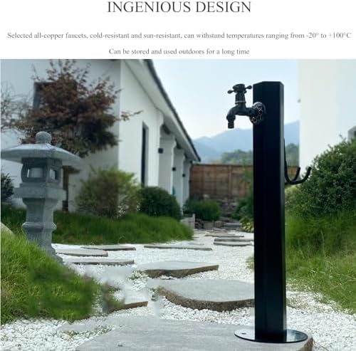 304 Stainless Steel Cylindrical Vertical Garden Water Column with Hose Stand ,Outdoor Anti-Freeze Faucet Column Watering Fountain Irrigation Post,Yard Water Dispenser Hydrant Floor Mount Water Tap - Image 3